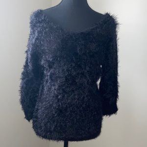 Super soft furry black sweater  XL but fits like a L (stretch)